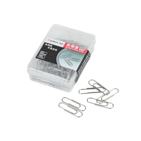 Скрепки металлические никелированные Comix B3506, 29 мм., (пласт. коробка 100 скрепок) в интернет магазине Stels.kz