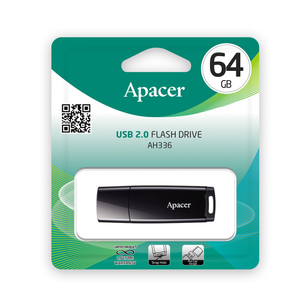 USB-накопитель Apacer AH336 64GB Чёрный в интернет магазине Stels.kz