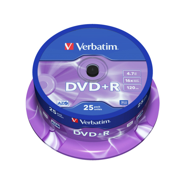 Диск DVD+R Verbatim (43500) 4.7GB 25штук Незаписанный в интернет магазине Stels.kz