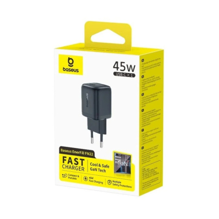 Адаптер питания Baseus EnerFill FN22 Fast Charger 1C 45W EU Cosmic Black в интернет магазине Stels.kz