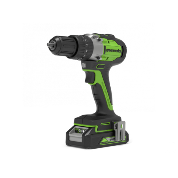 Дрель-шуруповерт аккумуляторная Greenworks 3704107UA, 24V, c 1хАКБ 2 Ач и ЗУ в кейсе Дрель-шуруповерт аккумуляторная Greenworks 3704107UA, 24V, c 1хАКБ 2 Ач и ЗУ в кейсе