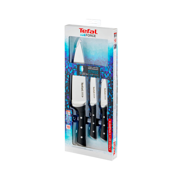 Купить не дорого Набор ножей Tefal Ice force stainless steel K2323S74 3шт в интернет магазине Stels.kz Набор ножей Tefal Ice force stainless steel K2323S74 3шт в интернет магазине Stels.kz