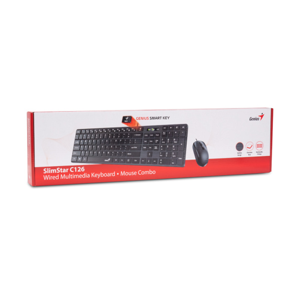 Купить не дорого Комплект Клавиатура + Мышь Genius SLIMSTAR C126 в интернет магазине Stels.kz Комплект Клавиатура + Мышь Genius SLIMSTAR C126 в интернет магазине Stels.kz