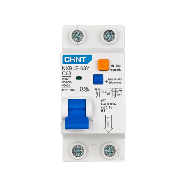 Дифференциальный автомат CHINT NXBLE-63Y 1P+N 63А C 30mA AC 4,5kA в интернет магазине Stels.kz