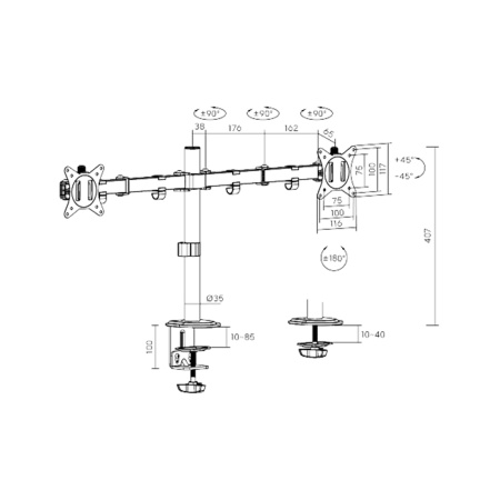 Настольный кронштейн XG MG-1732D для 2-х мониторов (17"-32") в интернет магазине Stels.kz