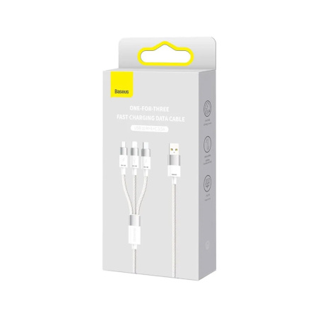 Интерфейсный кабель Baseus StarSpeed 1-for-3 USB to M+L+C 3.5A 1.2m White (CAXS000002) в интернет магазине Stels.kz