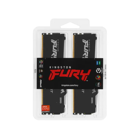 Комплект модулей памяти Kingston FURY Beast RGB EXPO KF556C36BBEAK2-64 DDR5 64GB (Kit 2x32GB) 5600MH в интернет магазине Stels.kz