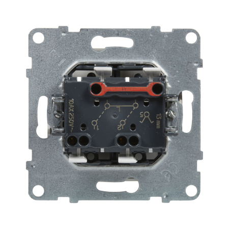 Выключатель двухклавишный Suno 10А 250В безвинт.зажим Белый в интернет магазине Stels.kz