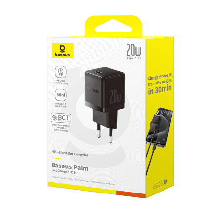 Адаптер питания Baseus Palm 1C 20W Black (P10111602113-00) в интернет магазине Stels.kz