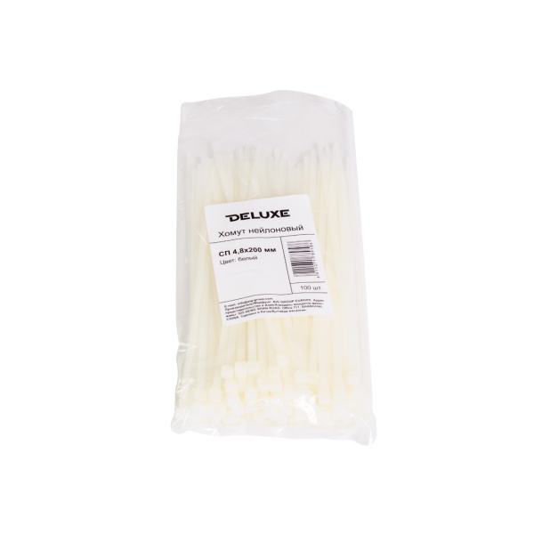 Хомут нейлоновый Deluxe СП 3.6*200 мм (Б) (100 штук в упаковке) в интернет магазине Stels.kz