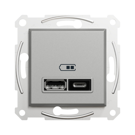 Розетка USB SE EPH2700361 Asfora A+С 2,4А механизм алюминий в интернет магазине Stels.kz
