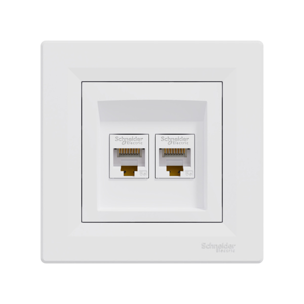 Розетка двойная компьютерная SE EPH4400121 Asfora RJ45 в сборе белый в интернет магазине Stels.kz