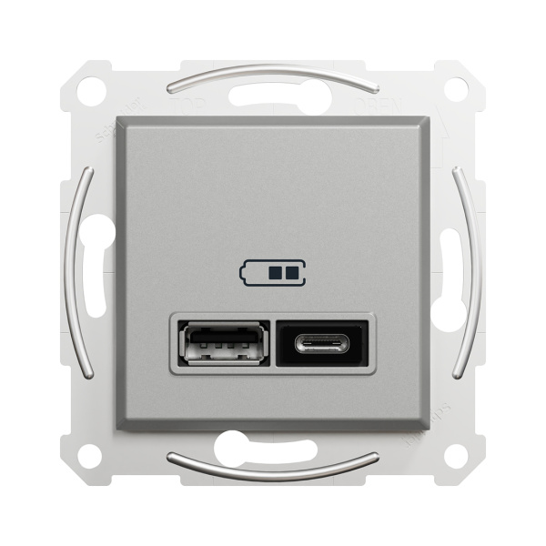 Розетка USB SE EPH2700361 Asfora A+С 2,4А механизм алюминий в интернет магазине Stels.kz