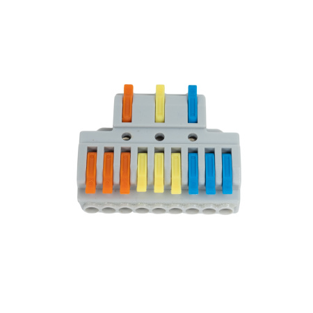 Клемма Deluxe 222-439 (0,08-4,0мм 32А) 3 конт.группы 1 ввод 3 вывода в интернет магазине Stels.kz