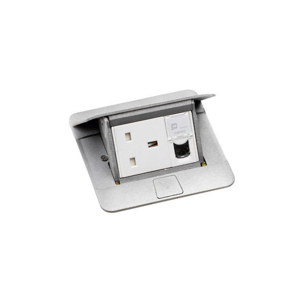 Выдвижной розеточный блок на 3 модуля Legrand 054010 алюминий