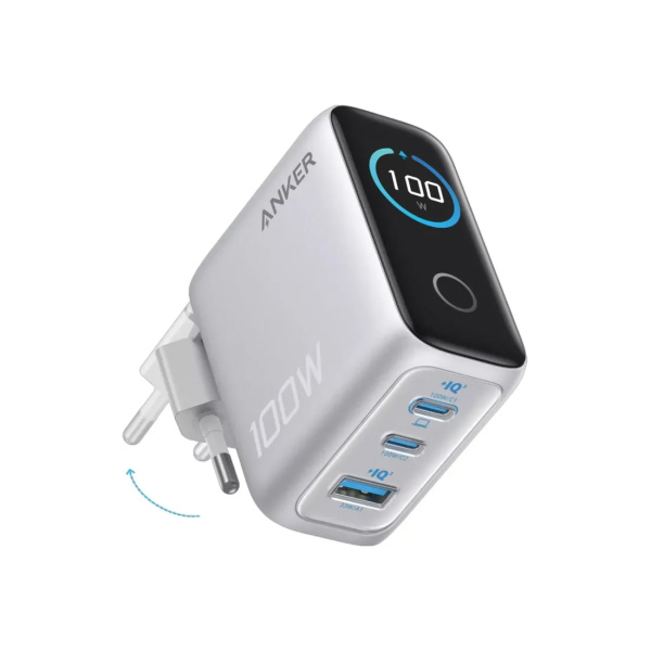 Адаптер питания Anker Charger (100W, 3 Ports, Smart Display) (B121BG41)