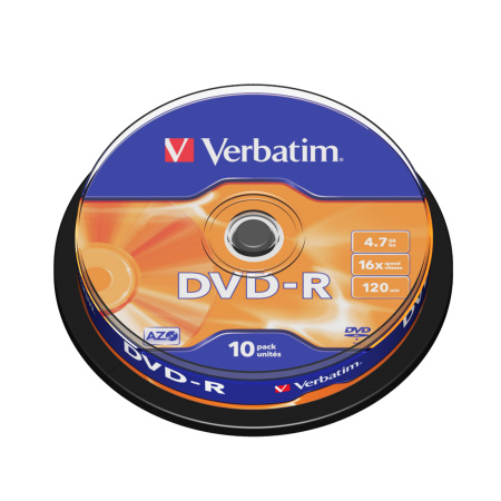 Диск DVD-R Verbatim (43523) 4.7GB 10штук Незаписанный в интернет магазине Stels.kz
