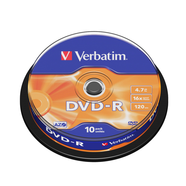 Диск DVD-R Verbatim (43523) 4.7GB 10штук Незаписанный в интернет магазине Stels.kz
