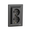 Розетка двойная SE EPH9900171 Asfora с заземлением в сборе вин.клеммы антрацит в интернет магазине Stels.kz