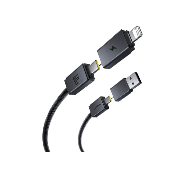 Интерфейсный кабель Baseus Versatile U+C to C+L 60W 1m White (P10383000211-00) в интернет магазине Stels.kz