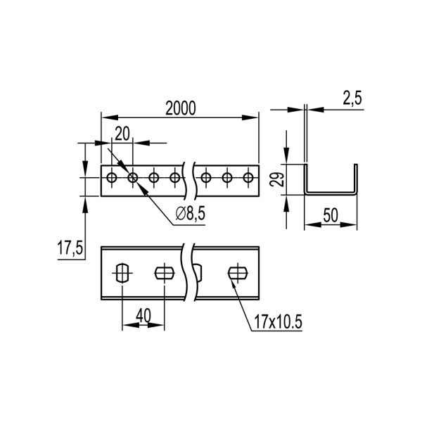 П-образный профиль PSM DKC BPM2920 L2000, толщ.2,5 мм в интернет магазине Stels.kz