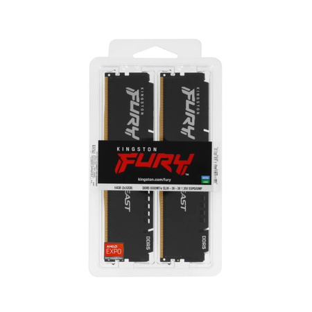 Комплект модулей памяти Kingston FURY Beast KF560C36BBEK2-64 DDR5 64GB (Kit 2x32GB) 6000MHz в интернет магазине Stels.kz