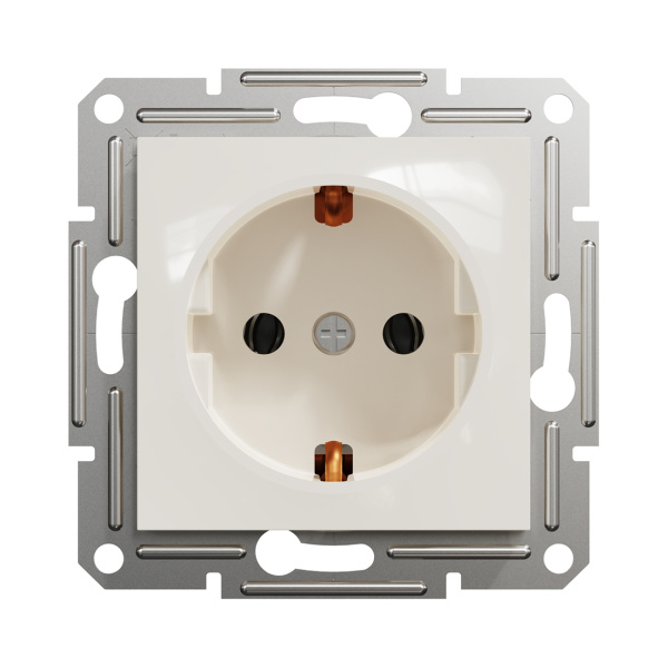 Розетка с заземлением SE EPH2970123 Asfora 16А механизм винт. клеммы кремовый в интернет магазине Stels.kz
