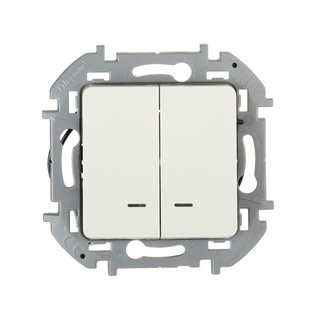 Выключатель двухклавишный с подсветкой Legrand 673631 Inspiria с/у слоновая кость в интернет магазине Stels.kz