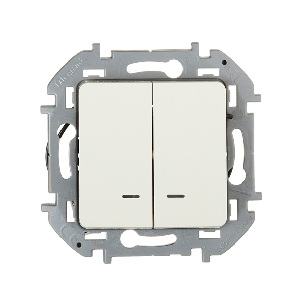 Выключатель двухклавишный с подсветкой Legrand 673631 Inspiria с/у слоновая кость в интернет магазине Stels.kz