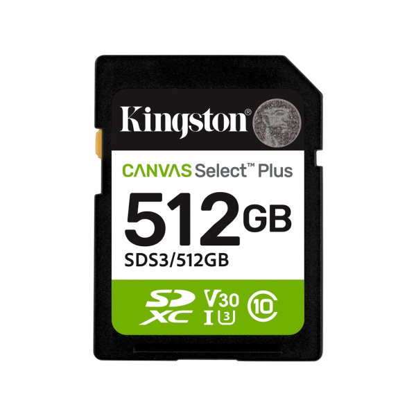 Карта памяти Kingston SDS3/512GB Canvas Select Plus C10 UHS-I U3 V30 512GB Карта памяти Kingston SDS3/512GB Canvas Select Plus C10 UHS-I U3 V30 512GB