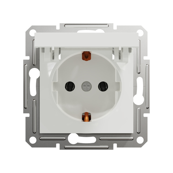 Розетка с заземлением SE EPH3170121 Asfora 16А с крышкой механизм винт. клеммы белый в интернет магазине Stels.kz