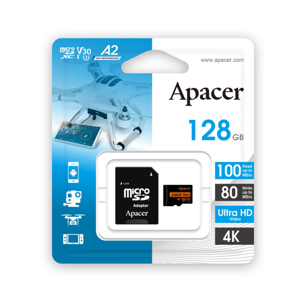 Купить не дорого Карта памяти Apacer AP128GMCSX10U8-R 128GB с адаптером SD в интернет магазине Stels.kz Карта памяти Apacer AP128GMCSX10U8-R 128GB с адаптером SD в интернет магазине Stels.kz