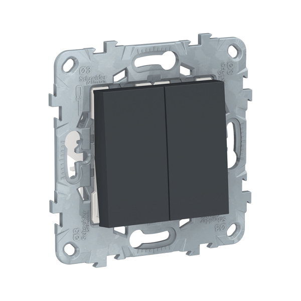 Переключатель двухклавишный SE NU521554 Unica New перекрестный антрацит Переключатель двухклавишный SE NU521554 Unica New перекрестный антрацит