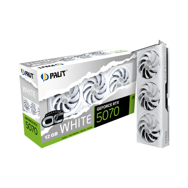 Купить не дорого Видеокарта PALIT RTX5070 WHITE OC 12GB (NE75070U19K9-GB2050W) в интернет магазине Stels.kz Видеокарта PALIT RTX5070 WHITE OC 12GB (NE75070U19K9-GB2050W) в интернет магазине Stels.kz