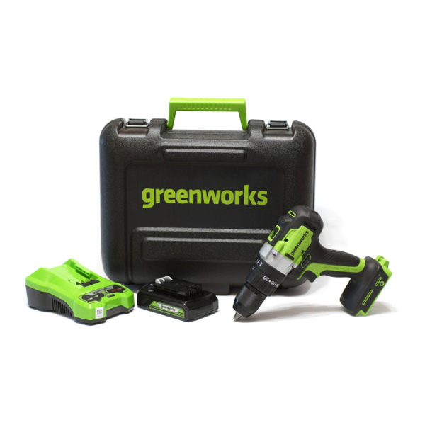 Купить не дорого Дрель-шуруповерт аккумуляторная Greenworks 3704107UA, 24V, c 1хАКБ 2 Ач и ЗУ в кейсе в интернет магазине Stels.kz Дрель-шуруповерт аккумуляторная Greenworks 3704107UA, 24V, c 1хАКБ 2 Ач и ЗУ в кейсе в интернет магазине Stels.kz