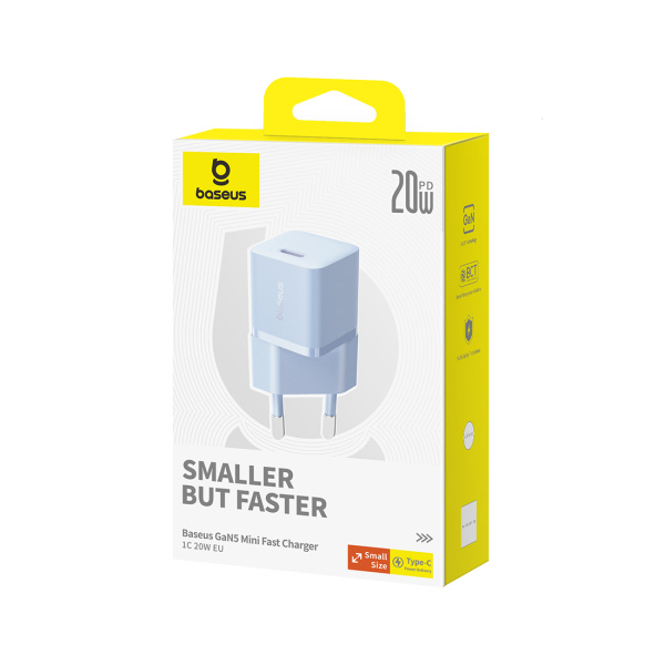 Адаптер питания Baseus GaN5 (mini) 1C 20W Blue(P10110900317-Z1) в интернет магазине Stels.kz