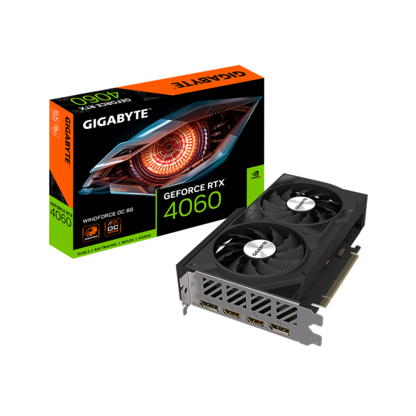 Купить не дорого Видеокарта Gigabyte (GV-N4060WF2OC-8GD) RTX4060 WINDFORCE OC 8G в интернет магазине Stels.kz Видеокарта Gigabyte (GV-N4060WF2OC-8GD) RTX4060 WINDFORCE OC 8G в интернет магазине Stels.kz