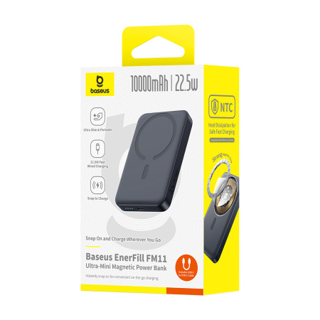 Портативный внешний аккумулятор Baseus EnerFill FM11 Ultra-Mini 10000mAh 22.5W Black (P1008210E123-0 в интернет магазине Stels.kz