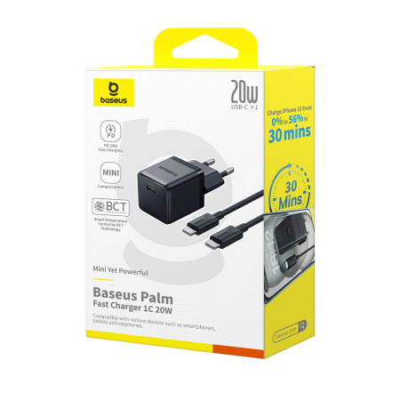 Адаптер питания Baseus Palm 1C 20W Black (P10111602113-01) в интернет магазине Stels.kz