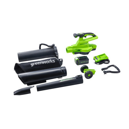 Воздуходув-Садовый Пылесос аккумуляторный Greenworks 2406907UB 40V бесщеточный c 1хАКБ 4Ач и ЗУ в интернет магазине Stels.kz