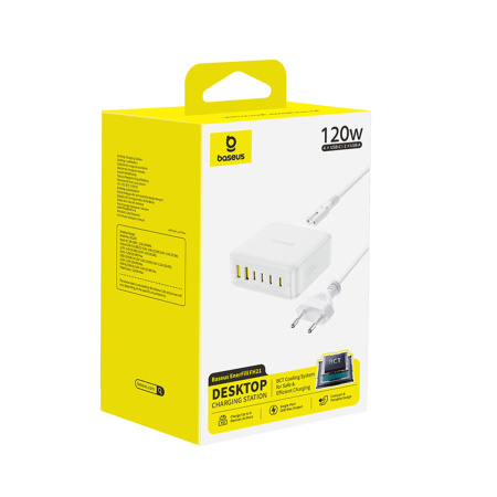Адаптер питания Baseus EnerFill FH21 Desktop Charging Station 4C+2U 120W EU Moon White в интернет магазине Stels.kz