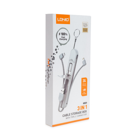 Интерфейсный кабель LDNIO 3 in 1 cable LC130 45cm Брелок Белый в интернет магазине Stels.kz