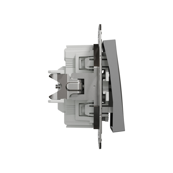 Выключатель одноклавишный SE EPH1400171 Asfora с подсветкой антрацит в интернет магазине Stels.kz