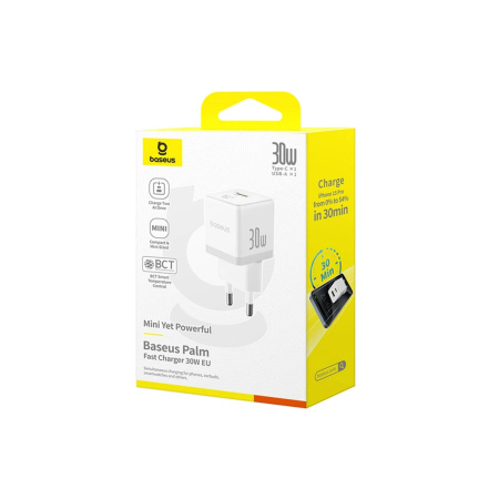 Адаптер питания Baseus Palm C+U 30W White (P1011160A213-00) в интернет магазине Stels.kz