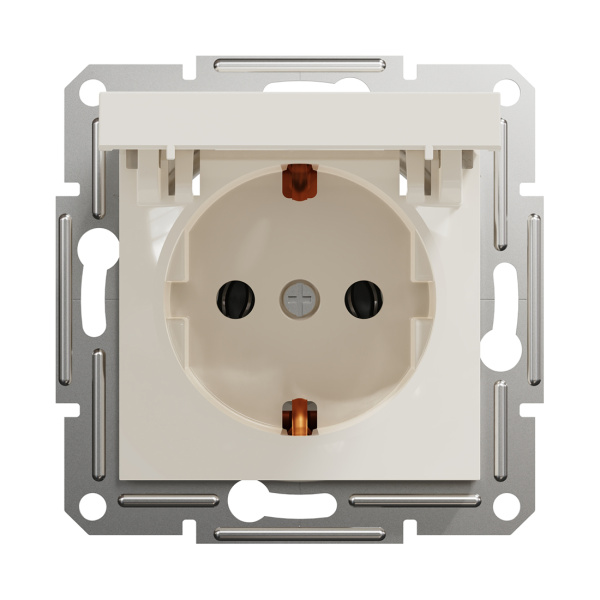 Розетка с заземлением SE EPH3170123 Asfora 16А с крышкой механизм винт. клеммы кремовый в интернет магазине Stels.kz