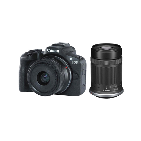 Цифровой фотоаппарат CANON EOS R50 + RF-S 18-45 mm IS STM + RF-S 55-210 mm IS STM Black