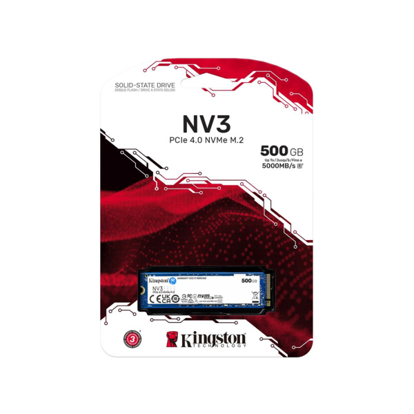 Купить не дорого Твердотельный накопитель SSD Kingston NV3 SNV3S/500G M.2 NVMe PCIe 4.0x4 в интернет магазине Stels.kz Твердотельный накопитель SSD Kingston NV3 SNV3S/500G M.2 NVMe PCIe 4.0x4 в интернет магазине Stels.kz