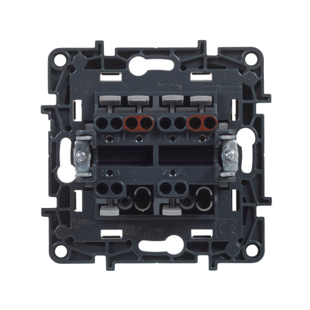 Переключатель двухклавишный крестовой Niloe Step 10А авт.клеммы Чёрный в интернет магазине Stels.kz