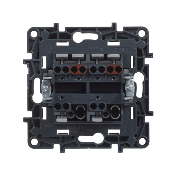 Переключатель двухклавишный крестовой Niloe Step 10А авт.клеммы Чёрный в интернет магазине Stels.kz