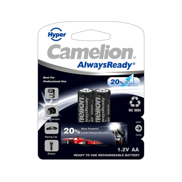Аккумулятор CAMELION AlwaysReady "Hyper" Rechargeable Ni-MH NH-AA2000HPBP2 2 шт. в блистере Аккумулятор CAMELION AlwaysReady "Hyper" Rechargeable Ni-MH NH-AA2000HPBP2 2 шт. в блистере